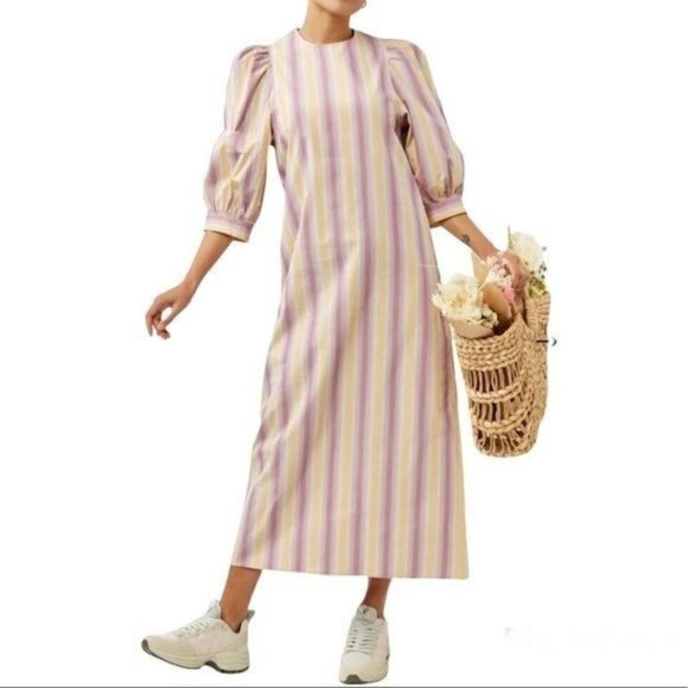 SAMSOE SAMSOE Celestina Organic Cotton Dress in Space Stripes Medium MSRP $240